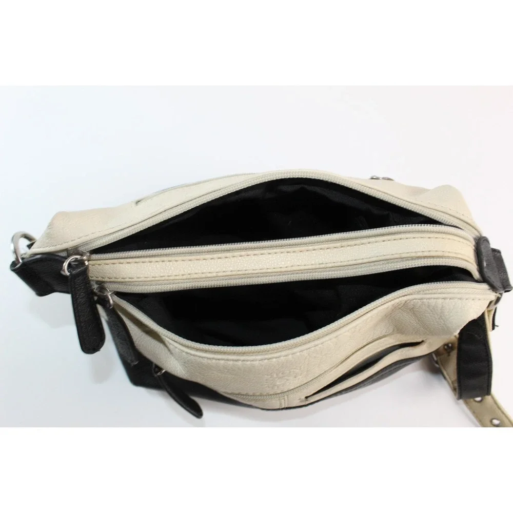 Stone &Co Black, Cream, Tan Purse with Multi Compartments Pockets